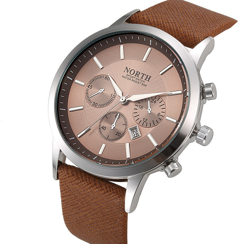 Luxury Brand North Men Quartz Watches Genuine Leather Waterproof Casual Wrist watches for Man Sport relojes Outdoor Clock