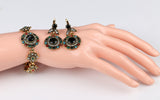 Luxury Jewelry Set Vintage Malachite Bijoux Plaque Or Earrings For Women Wedding Accessories Bridesmaid Gifts Two Pcs Sets