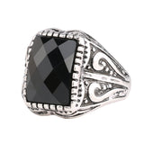 Luxury Men Black Punk Ring Engagement Vintage Jewelry Silver Plated Resin King Momentum Quality Assurance