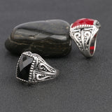 Luxury Men Black Punk Ring Engagement Vintage Jewelry Silver Plated Resin King Momentum Quality Assurance