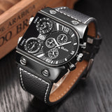 Luxury Men Watch Leather Wrist Watch For Men Waterproof Watches Military Clock Male Army Leather Big Face Quartz-watch