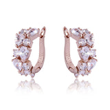 Luxury Rose Gold Plated Mona Lisa Stud Earrings For Women with Colorful Zircon Crystal Wedding Jewelry Earrings