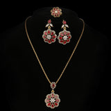 Luxury Ruby Jewelry Fashion Petal Type Nigerian Wedding African Beads Gold Plated Jewelry Sets For Women