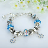 Luxury Silver Charm Bracelet & Bangle for Women With High Quality Snowman Murano Glass Beads DIY Christmas Gift