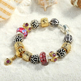 Luxury Silver Charm Bracelet for Women With Exquisite Red Murano Glass Beads DIY Birthday Gift