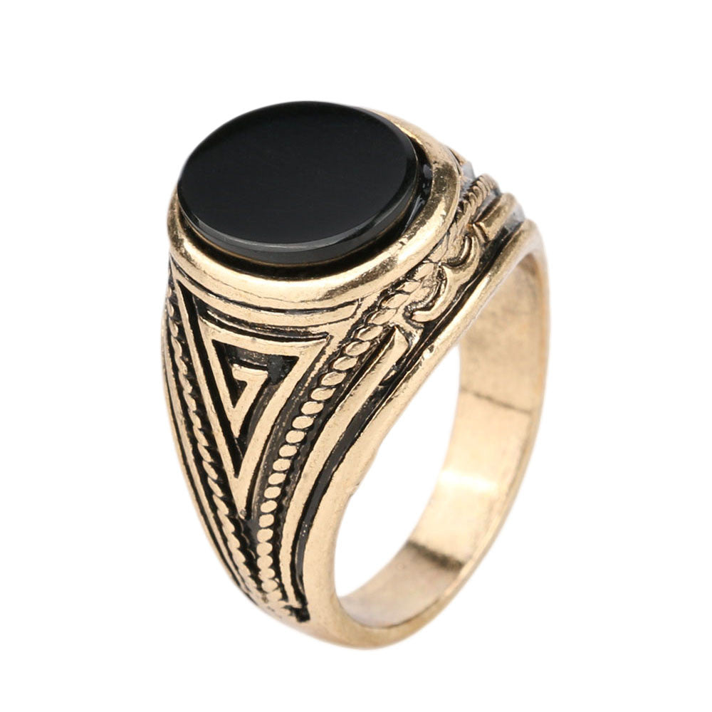Luxury Vintage Jewelry Black Ring 18k Gold Engagement Mens Rings Christmas Gifts