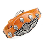 Luxury design ! Genuine leather wrap evil bracelet for women men multicolor wide skull charm men's bracelets