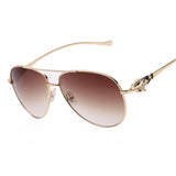 Luxury diamond metal Fox shape sunglasses women brand designer Aviation glasses Vintage mirror coating sun glasses 