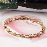 Luxury 18K Yellow Gold Plated Chain Bracelet for Women Shining AAA Cubic Zircon Crystal Bracelet&Bangle Jewelry