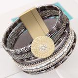 Luxury Boho Bamboo Leather Bracelets Bangles with Magnetic Buckle Wrap Jewelry Pulsera for Women brazaletes pulseras mujer