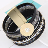 Luxury Boho Bamboo Leather Bracelets Bangles with Magnetic Buckle Wrap Jewelry Pulsera for Women brazaletes pulseras mujer