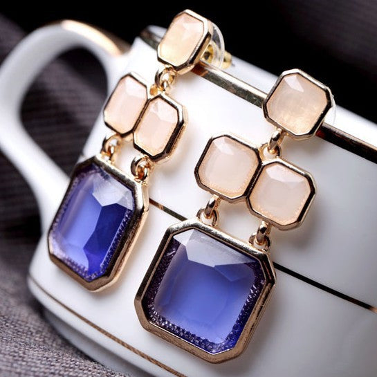 Luxury Elegant Ocean Blue Sapphire New Fashion Drop Earrings