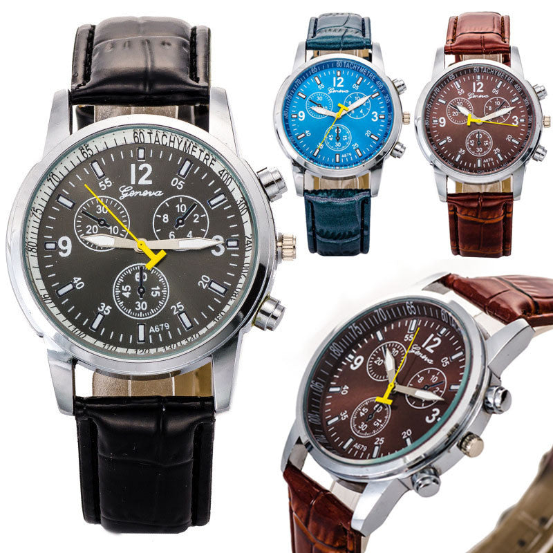 Luxury PU Leather Watches Men Quartz Watch Military wristwatch for Men Hour Clock
