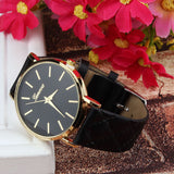 Luxury gold Geneva Women watch Geneva PU Leather Casual Quartz dress Watches Beige Reloj clock