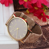 Luxury gold Geneva Women watch Geneva PU Leather Casual Quartz dress Watches Beige Reloj clock