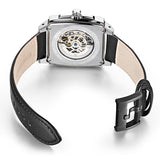 MEGIR Automatic Mechanical Men Watches Black Silver Dial Black Leather Band Watch Men Wristwatch Relogio Masculino