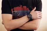 MEGIR Luxury Brand Black Silicone Strap Analog Date Men's Quartz Watch Chronograph 6 Hands 24 Hours Men Watch