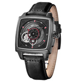 MEGIR Automatic Mechanical Men Watches Black Silver Dial Black Leather Band Watch Men Wristwatch Relogio Masculino