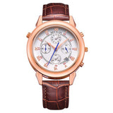 MEGIR Luxury Men Watches Design CHRONOGRAPH 24 Hours Business Watch 2 Movement Genuine Leather Men Watches