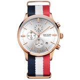 MEGIR Mens Watches Top Brand Luxury Men Leather nylon Strap Watches Chronograph Function Quartz Wristwatch