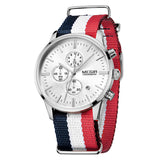 MEGIR Sports Watch Chronograph 24 Hours Men Fashion Casual Clock Blue Red Nylon Band Sport Watch Men Wristwatch