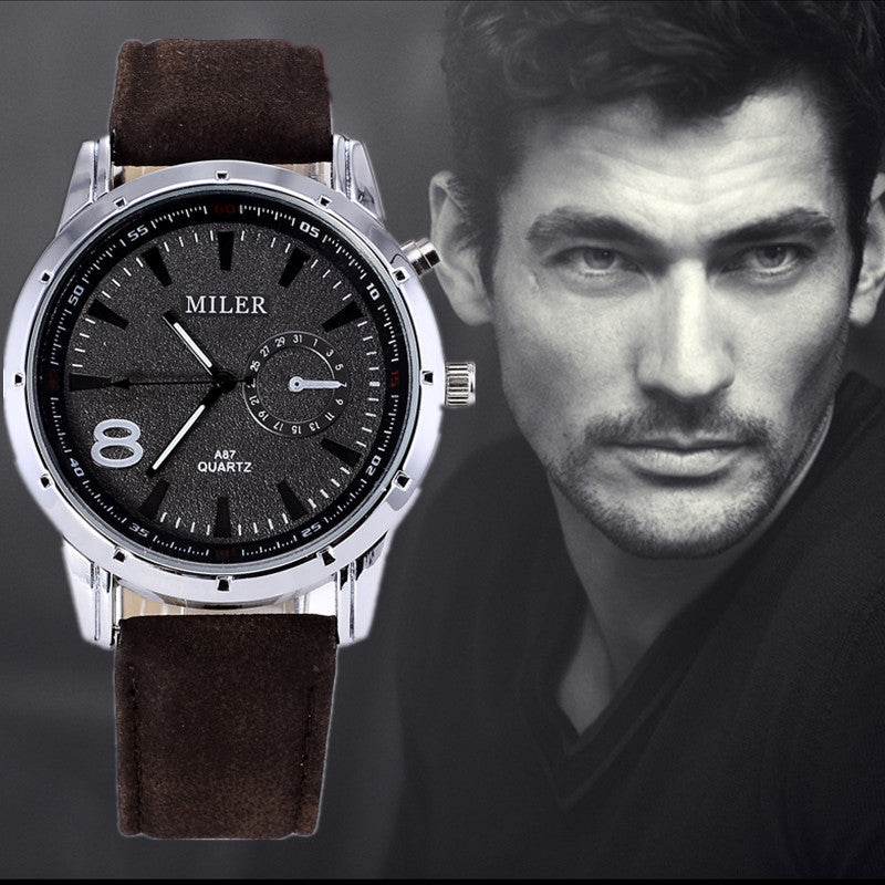 MILER Brand Watch Men Fashion Sports Watches Leather Analog Quartz Watch Male Military Watch Hour relogio masculino montre homme