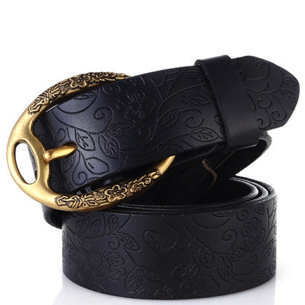 Fashion 100% genuine leather Belts for women brand designer Carved vintage leather belt