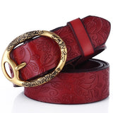 Fashion 100% genuine leather Belts for women brand designer Carved vintage leather belt