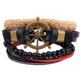 Punk Vintage Multilayer Leather Bracelets For Women Men Jewelry Bohemian Braided Beads Bangles Adjustable