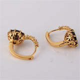 Brand New Earings Fashion Gold Plated Huggies Earring Women Black Zircon Crystal Hoop Earrings for Women 