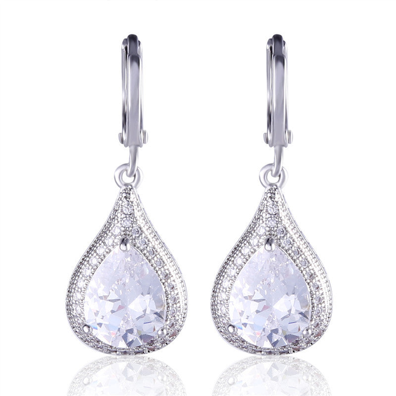 Creative Jewelry Earring for Women Silver Plating Drop Earrings Pear Crystal Fabulous Wedding Dangle Earing