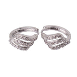 Women Fashion Hoop Earrings 3 Rows White Crystals AAA Cubic Zirconia Huggie Earrings Brinco Jewelry 