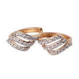 Women Fashion Hoop Earrings 3 Rows White Crystals AAA Cubic Zirconia Huggie Earrings Brinco Jewelry 