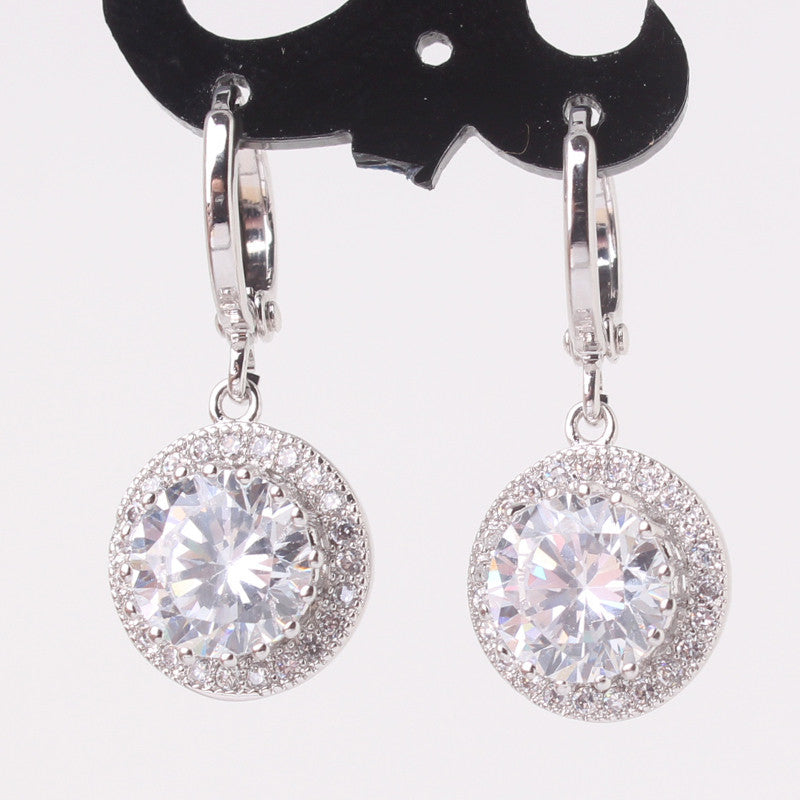 Wedding Luxury Earrings for Women Silver Plating Crystals CZ Zirconia Dangle Drop Long Earrings