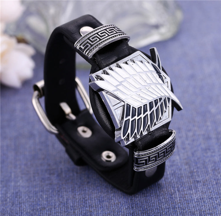 Cosplay Attack on Titan black bracelets fashion anime Punk bangles fashion gifts