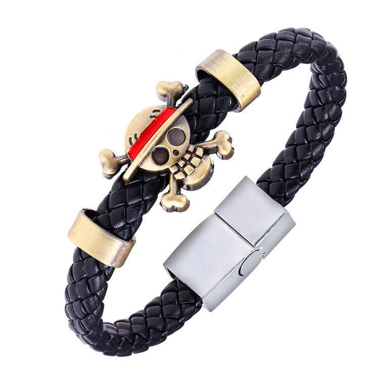 Hot Animation Luffy Alloy Bracelets One Piece Weave leather bracelet & Bangle cosplay jewelry