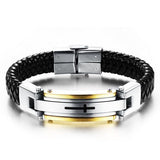 FASHION Men Jewelry Cross Leather Rope Chain Stainless Steel Bracelet Vintage Bangles Man Punk Accessories Pulseras 