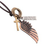 Maxi Colar Masculio Couro Male Leather Necklace Angel Wings Neckless Men Best Friends Neclace Friendship Jewelery