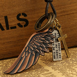 Maxi Colar Masculio Couro Male Leather Necklace Angel Wings Neckless Men Best Friends Neclace Friendship Jewelery