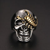 Men's Skull Bone Biker Rings Punk Scorpion Stainless Steel Male Retro Jewelry