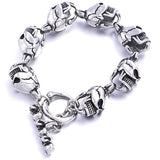Men Bracelet Jewelry 1PC Men 316L Stainless Steel 7 Skulls Gothic Punk Bracelet For Boyfriend & Girlfriend Accessories Gift