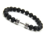 Men Gift New Arrival Alloy Metal Barbell & Black Matte Stone Beads Fashion Dumbbell Bracelets