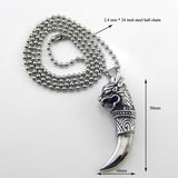 Men' Jewelry Antique Silver Tribal Stark Wolf Fang Tooth Pendant Necklace Vintage Wolf Tooth Dragon Titanium Pendant Necklace