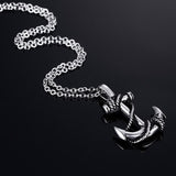 Men Stainless Steel Necklace 18K Gold Plated Titanium Anchor Pendant Jewelry 50mm Length Steel Chain Necklace Gift for Boyfriend