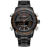 Cool Men Watches NAVIFORCE 9024 Luxury Brand Full Steel Quartz Clock Digital LED Watch Army Military Sport Watch