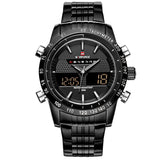 Cool Men Watches NAVIFORCE 9024 Luxury Brand Full Steel Quartz Clock Digital LED Watch Army Military Sport Watch