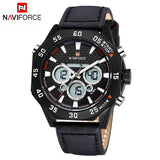 Men Watches NAVIFORCE Luxury Brand Genuine Leather Quartz Clock Digital LED Watch Army Military Sport Watch
