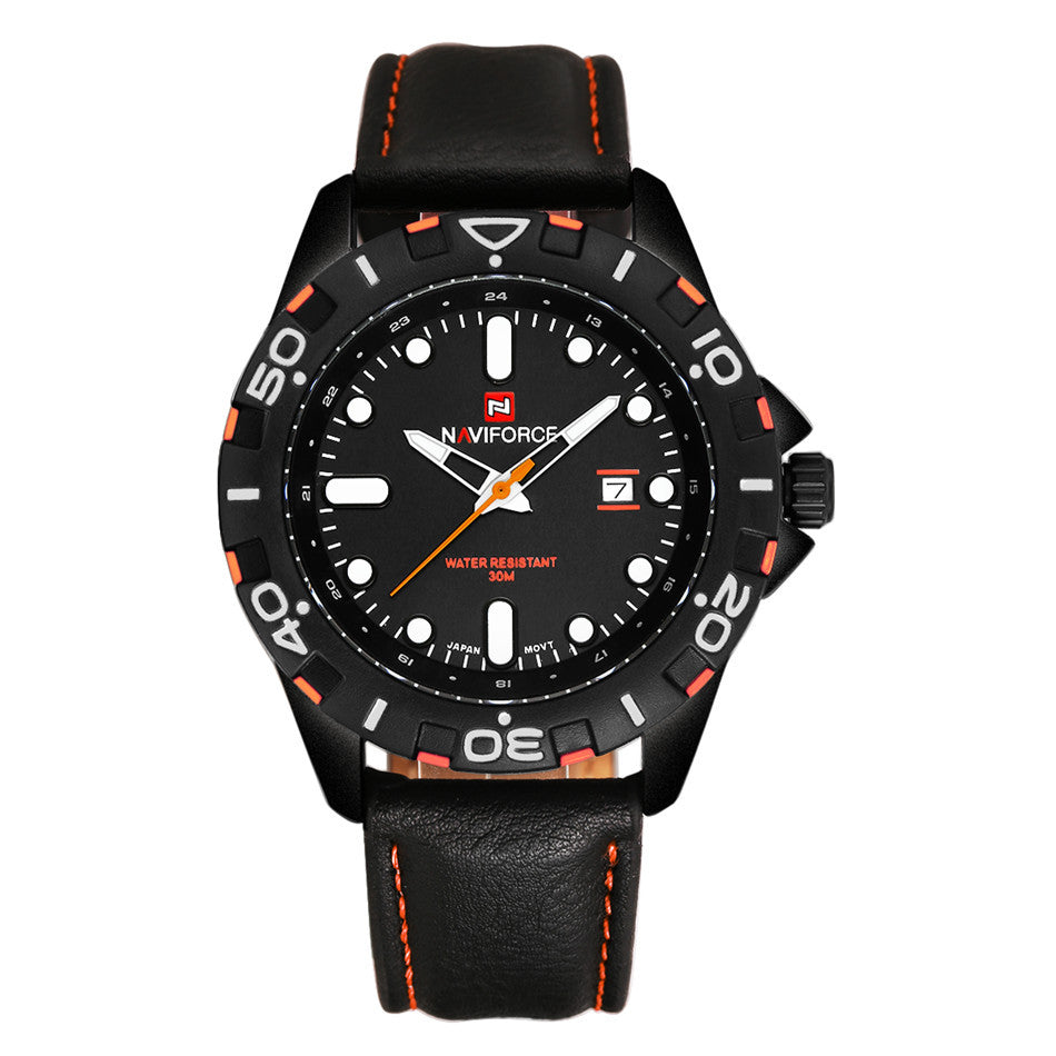 Men Watches NAVIFORCE Luxury Brand Genuine Leather Strap Analog Date Men's Quartz Watch Casual Watches