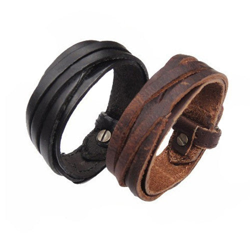 Men Women Unisex Multi thong braided thin Genuine Leather Bracelet wristband Jewelry