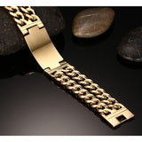 Men's 316L Stainless Steel Jewelry Great Wall Pattern 18K Gold Plated Double Hand Chain Men Bracelet For Male